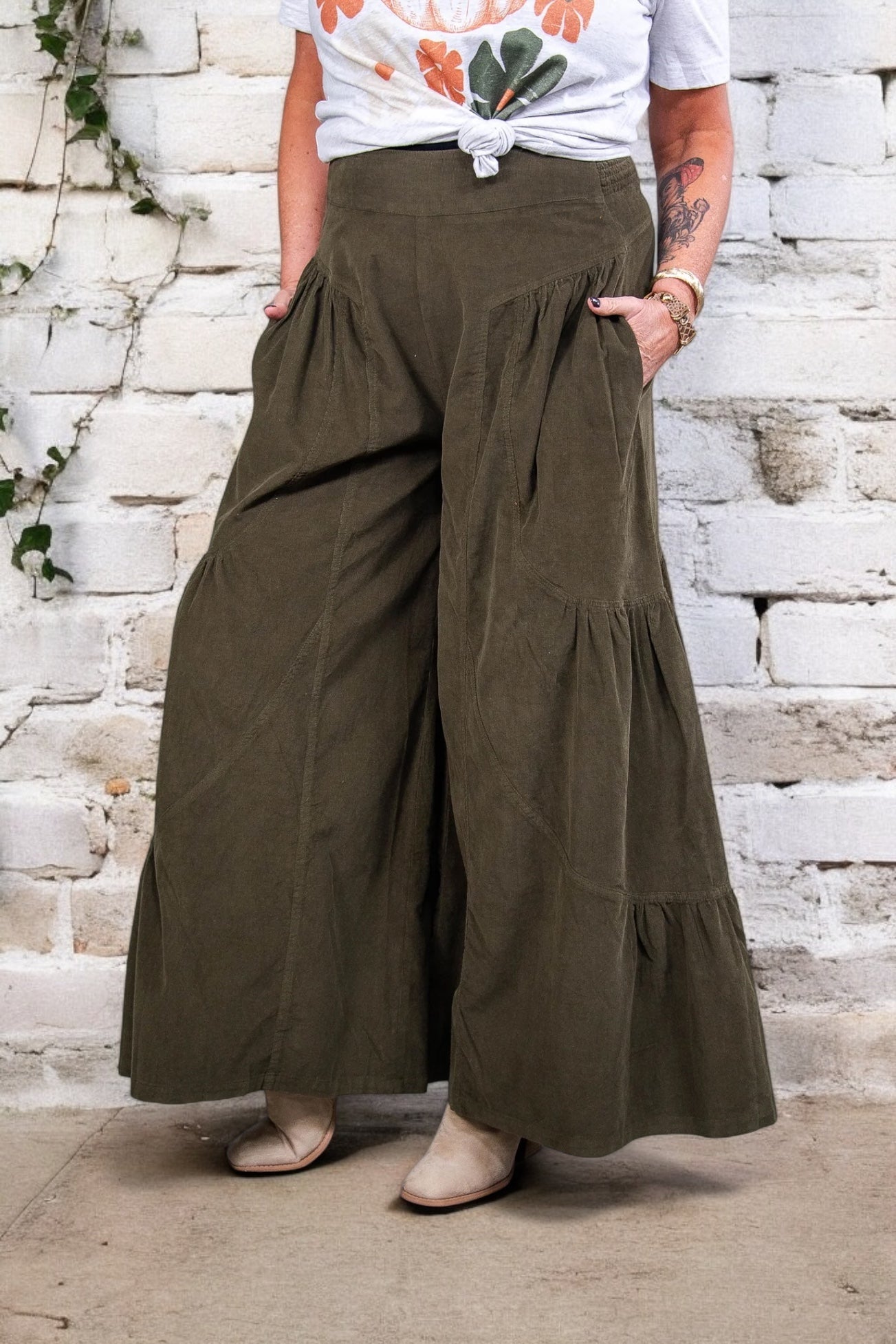 Cruising Into Cool Ultra Wide Leg Corduroy Pull Ons (2 Colors)