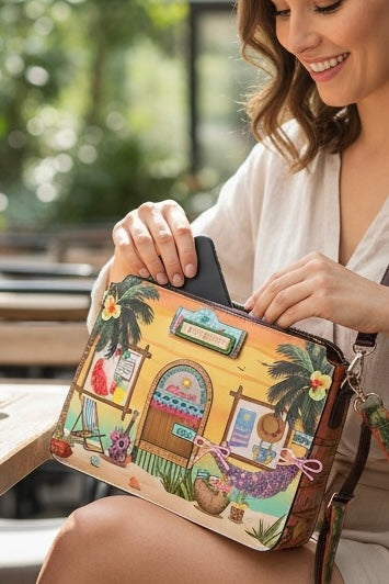 Sun and Sand Embellished Vegan Leather Crossbody
