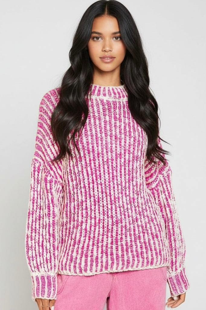 Cotton Candy Chunky Rib Knit Sweater