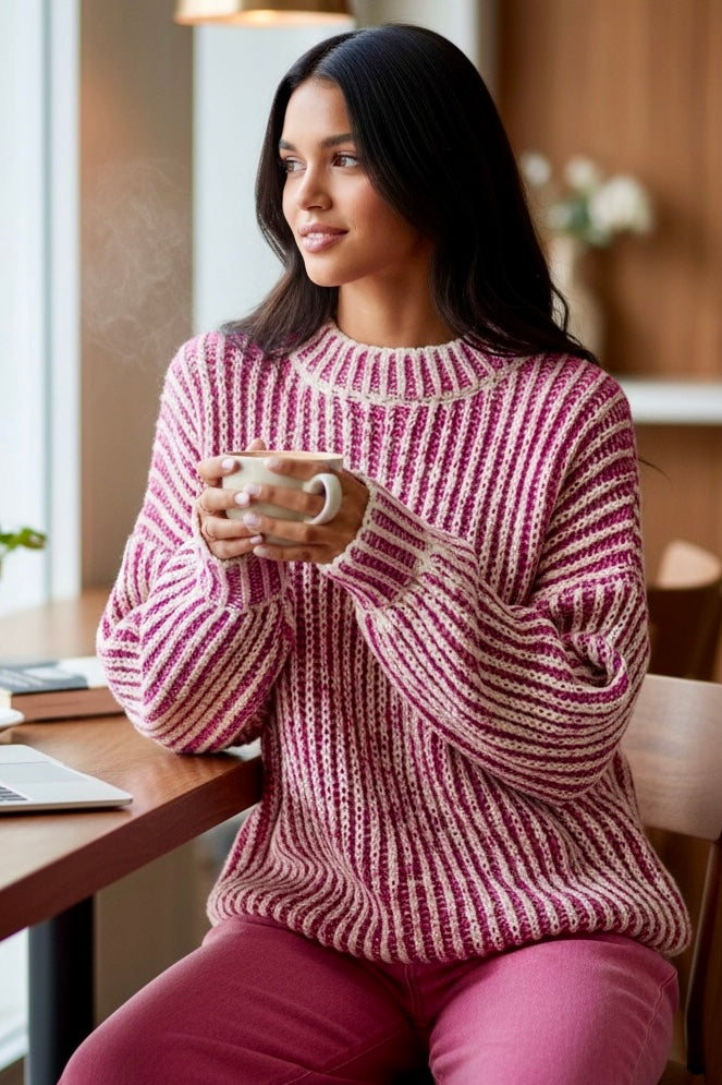 Cotton Candy Chunky Rib Knit Sweater