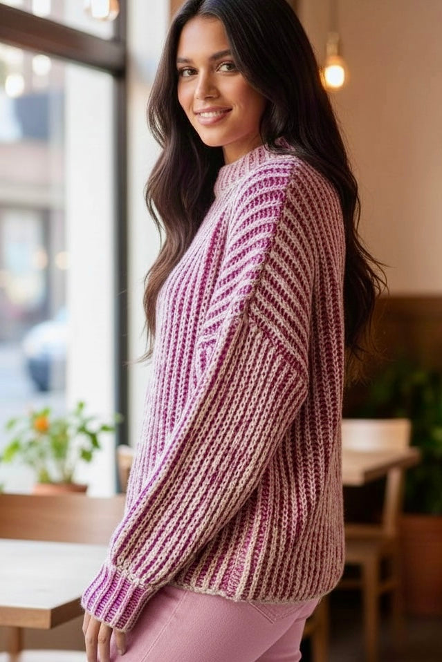 Cotton Candy Chunky Rib Knit Sweater