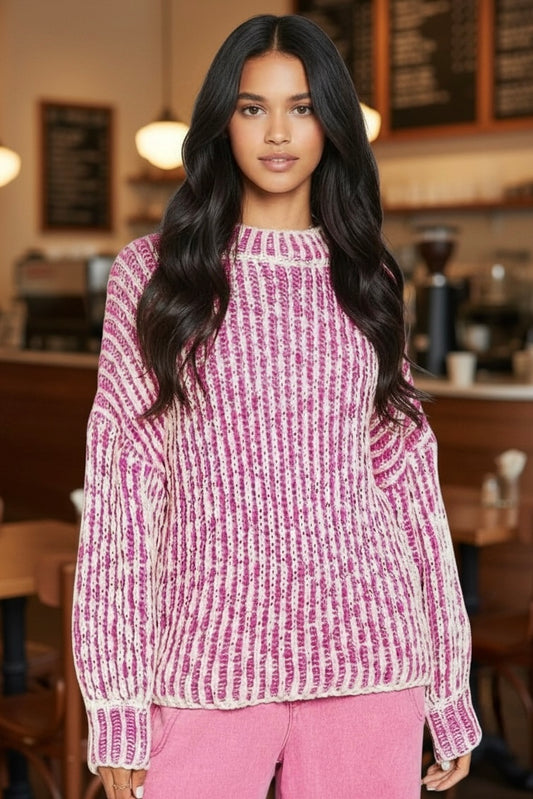 Cotton Candy Chunky Rib Knit Sweater