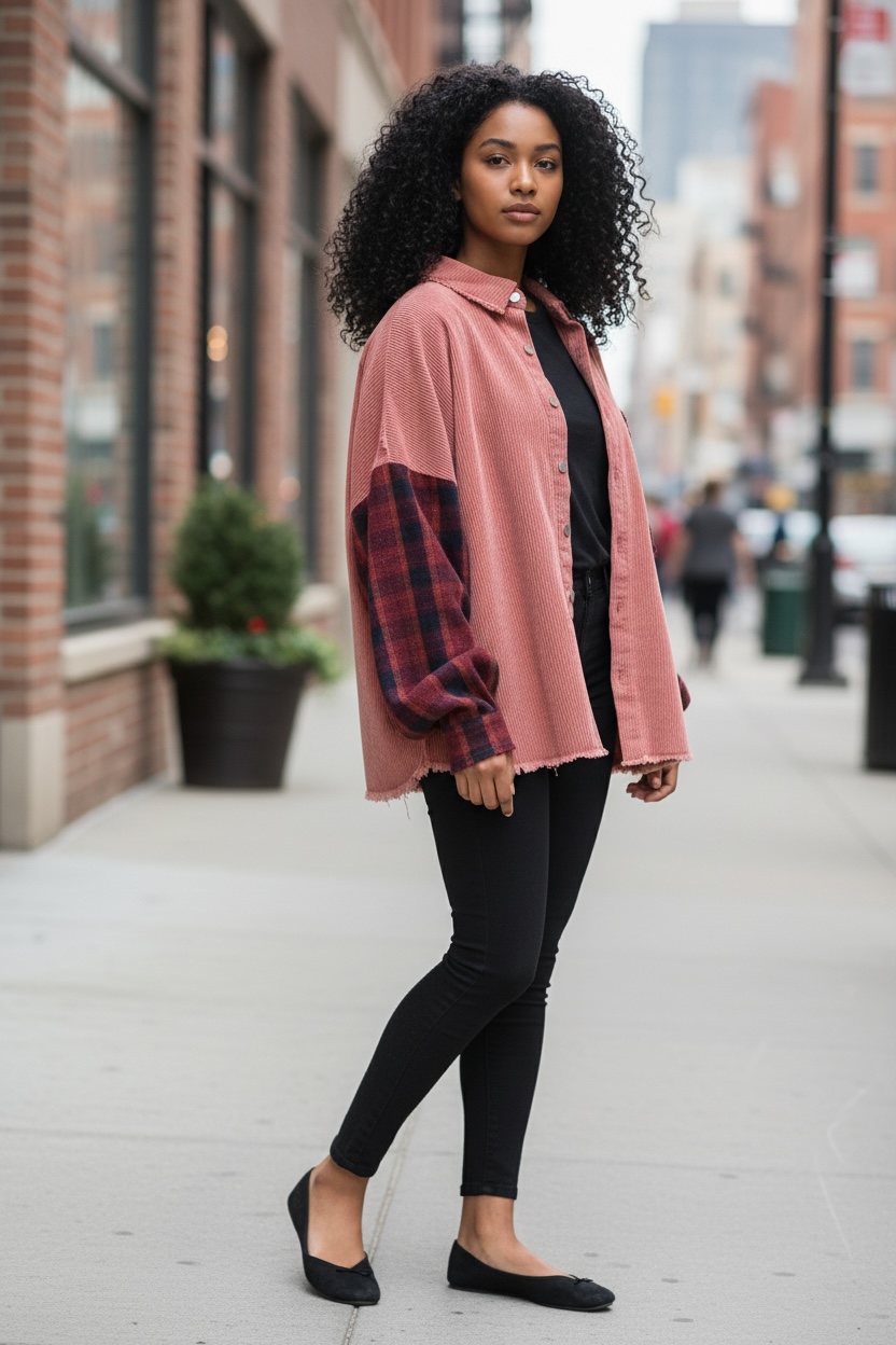 Check Yourself Corduroy Button Up Shacket