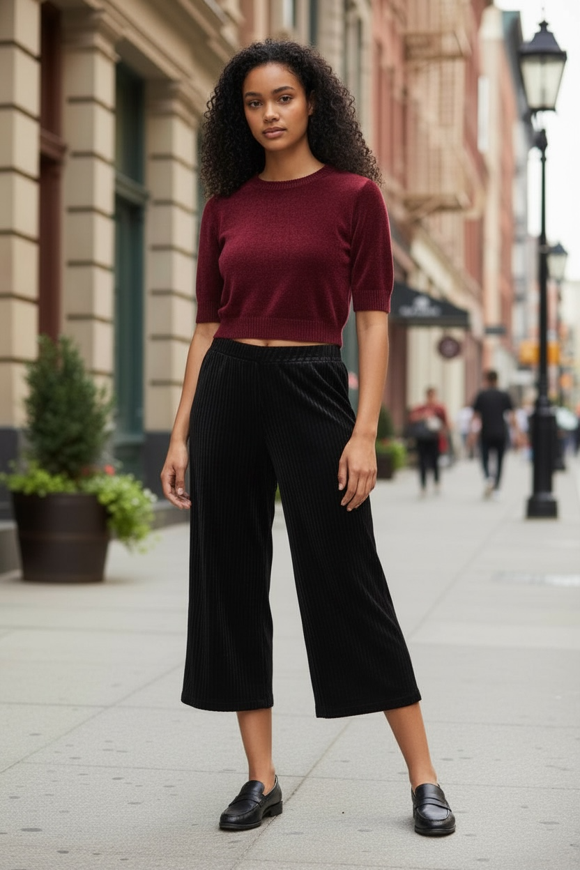 Velvet Underground Ribbed Crop Pants