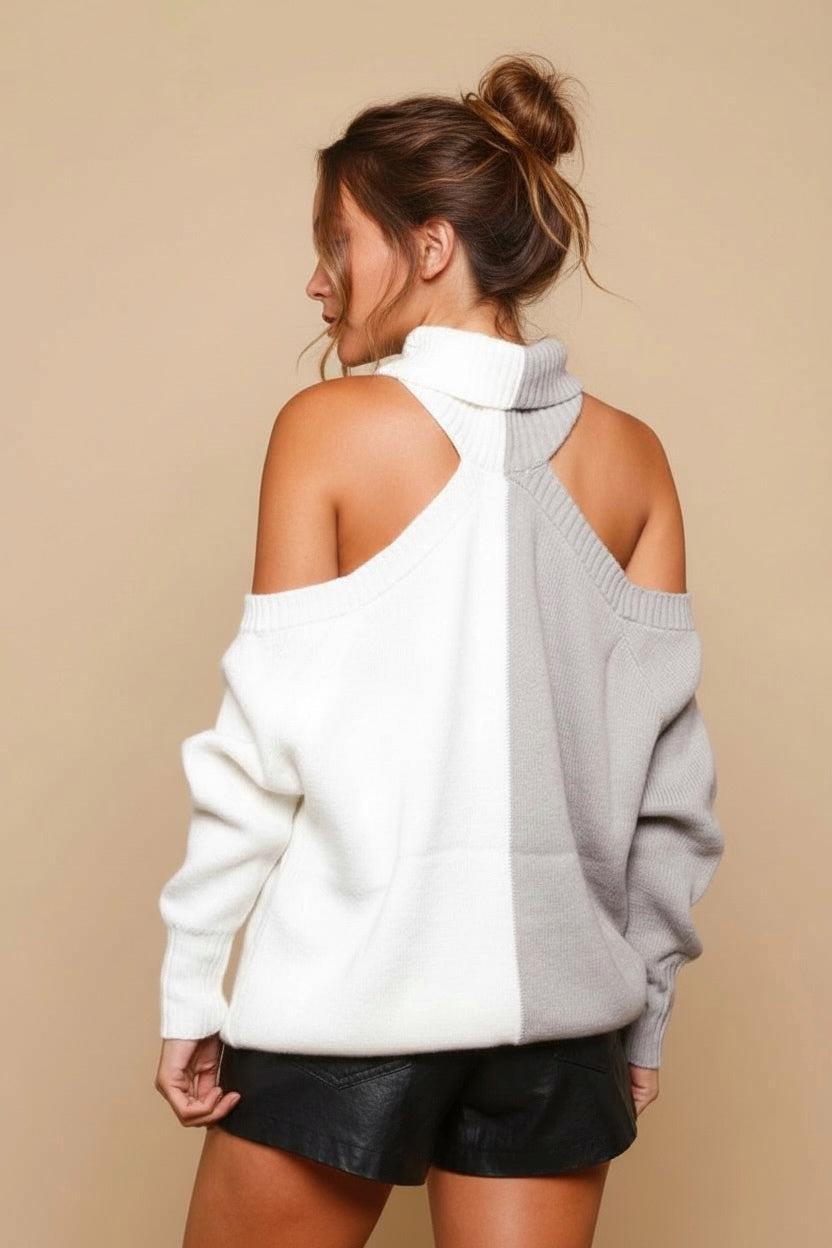 Split Decisions Cut Out Turtleneck Sweater