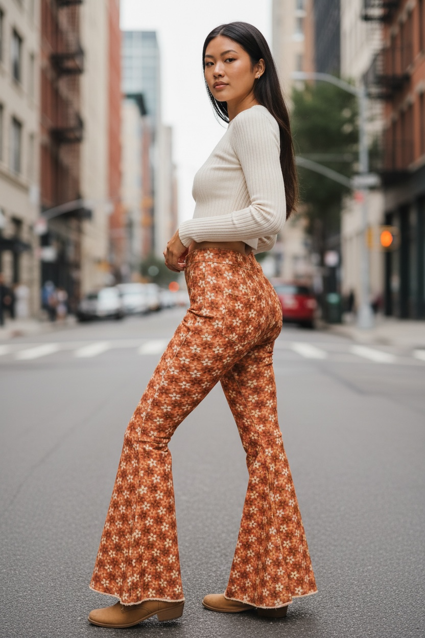 Groove Theory High Waist Floral Flares