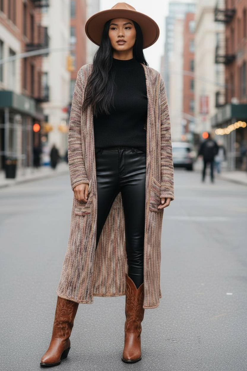 Urban Legend Marled Longline Open Front Cardigan