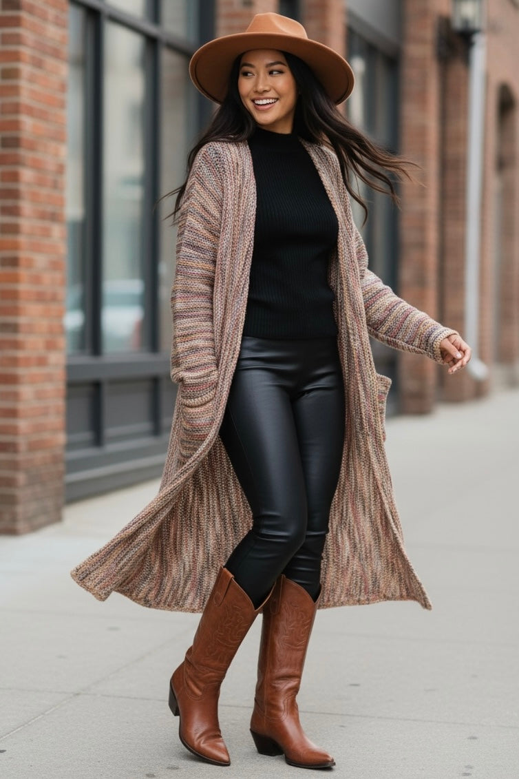 Urban Legend Marled Longline Open Front Cardigan