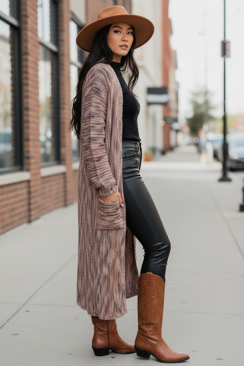 Urban Legend Marled Longline Open Front Cardigan