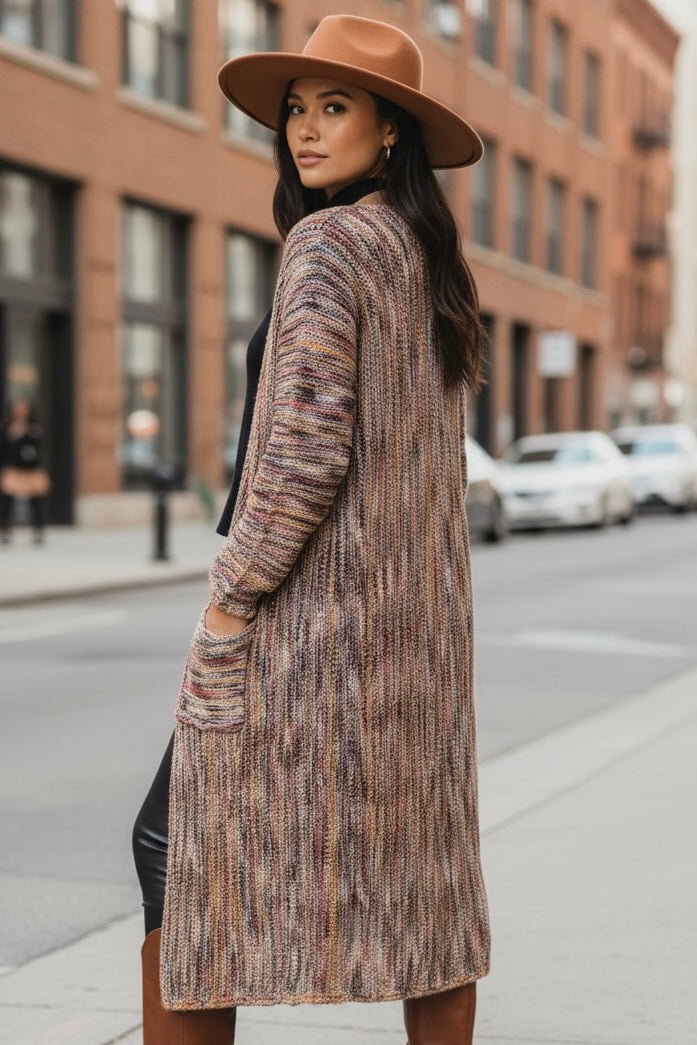 Urban Legend Marled Longline Open Front Cardigan