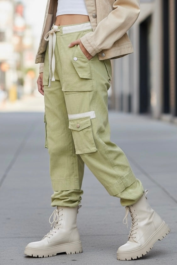 Matcha-alatte Slouchy Y2K Cargo Jogger Pants