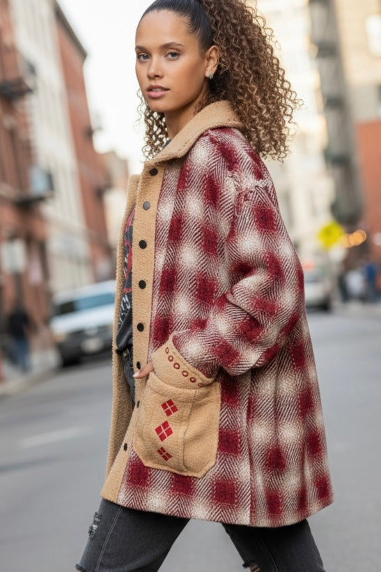 Red Rock Royale Plaid Embroidered Jacket
