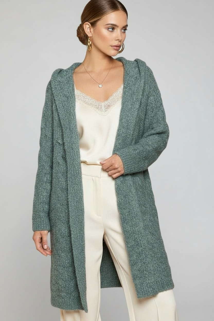 Jade With Envy Plush + Fuzzy Hooded Cardigan