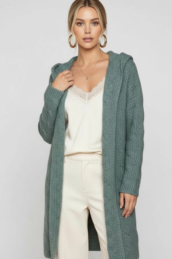 Jade With Envy Plush + Fuzzy Hooded Cardigan