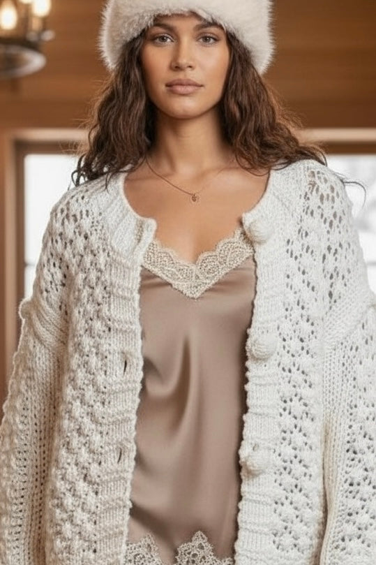 Afterglow Chunky Bobble Knit Cardigan