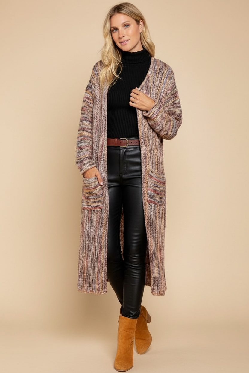 Urban Legend Marled Longline Open Front Cardigan