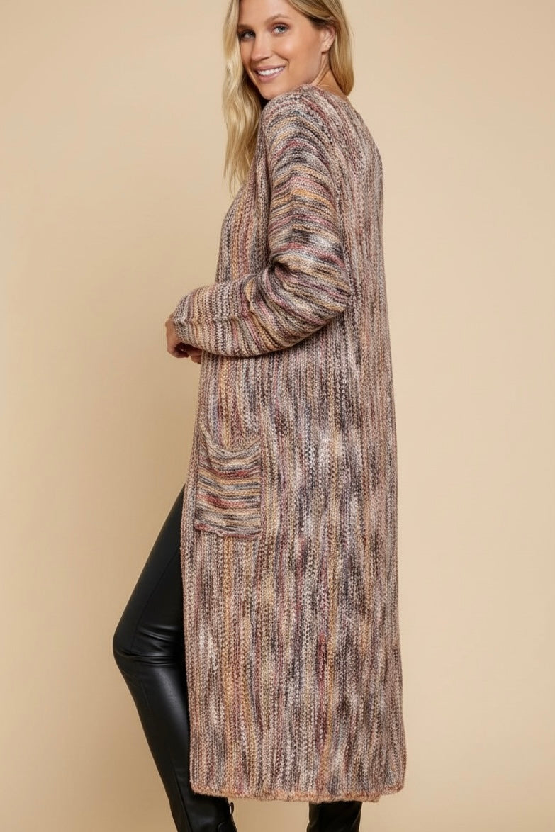 Urban Legend Marled Longline Open Front Cardigan