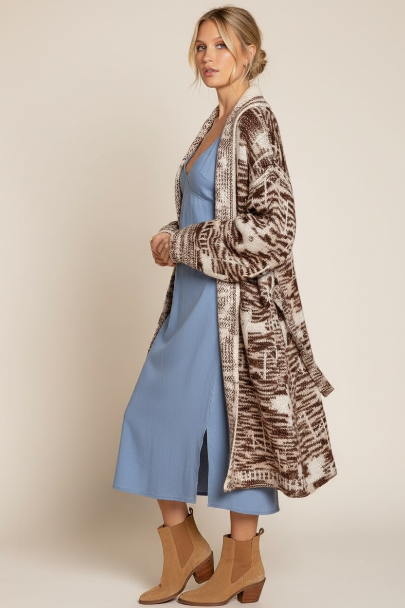 Open Roads Southwestern Belted Longline Cardigan