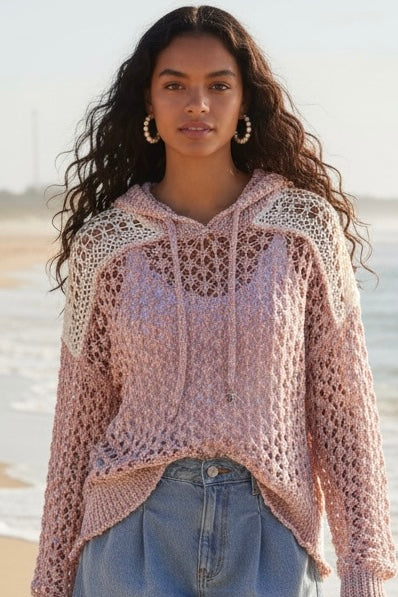 Oceanside Open Knit Hooded Sweater | 3 Colors