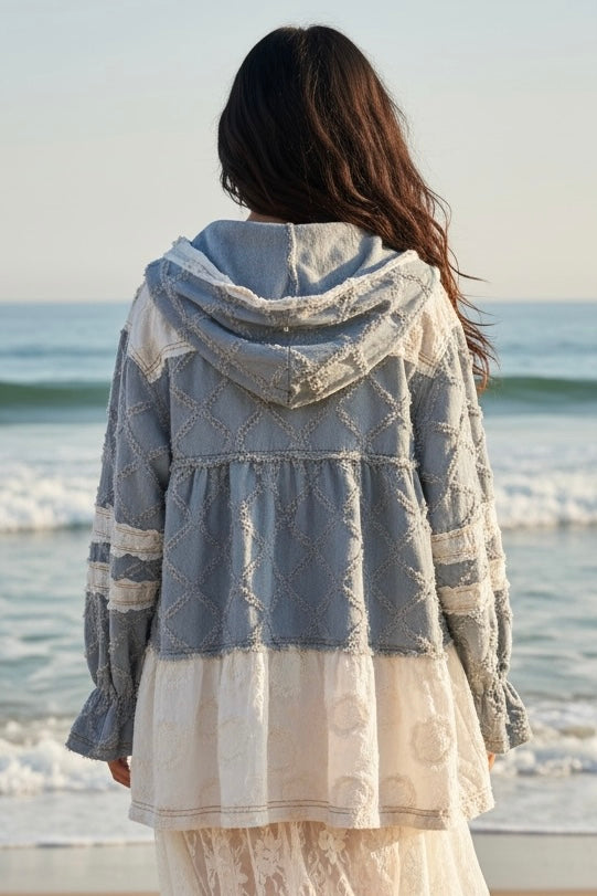 Blue Moon Zip Up Denim Hoodie