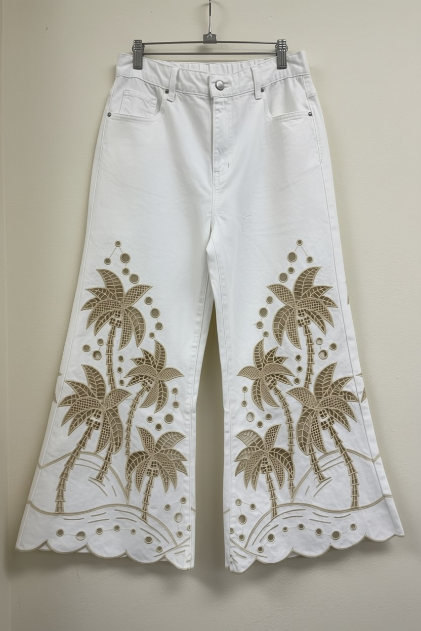 Postcards From Paradise Palm Tree Eyelet Jeans | 2 Colors