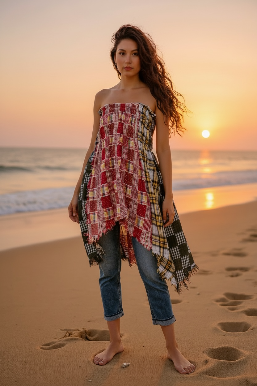 Sun Up Sun Down Plaid Patchwork Convertible Skirt