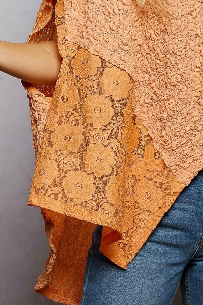 Angel Baby Patchwork Lace V Neck Top | 2 Colors