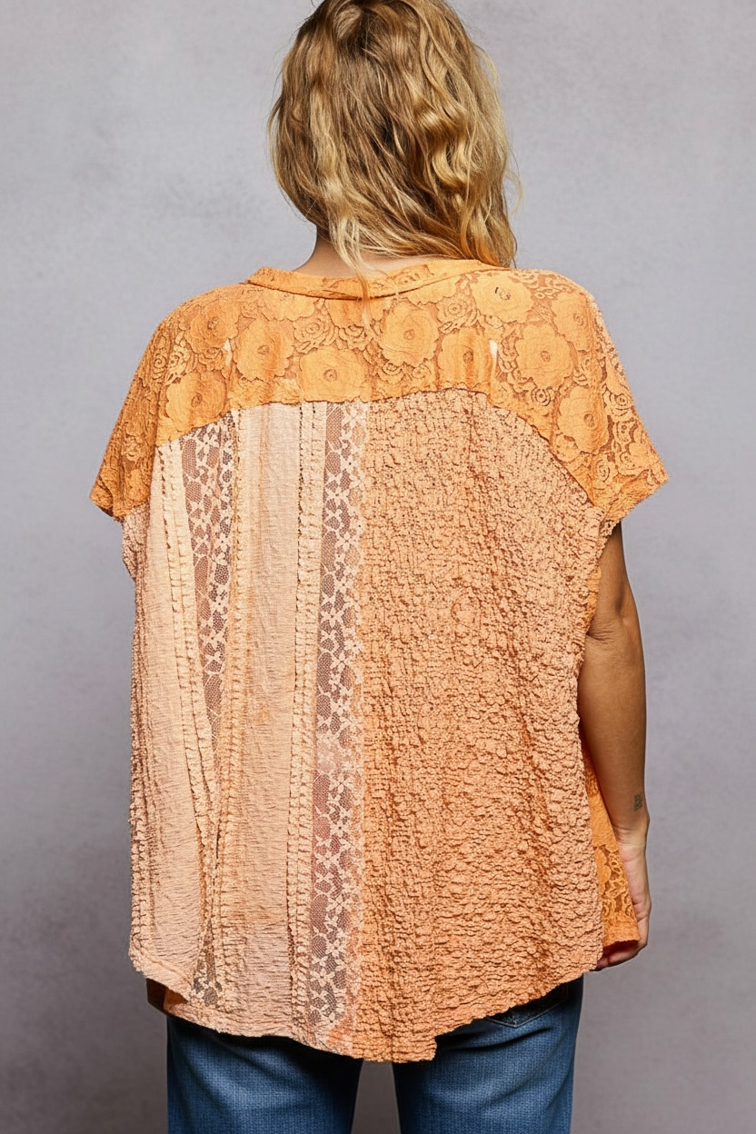 Angel Baby Patchwork Lace V Neck Top | 2 Colors