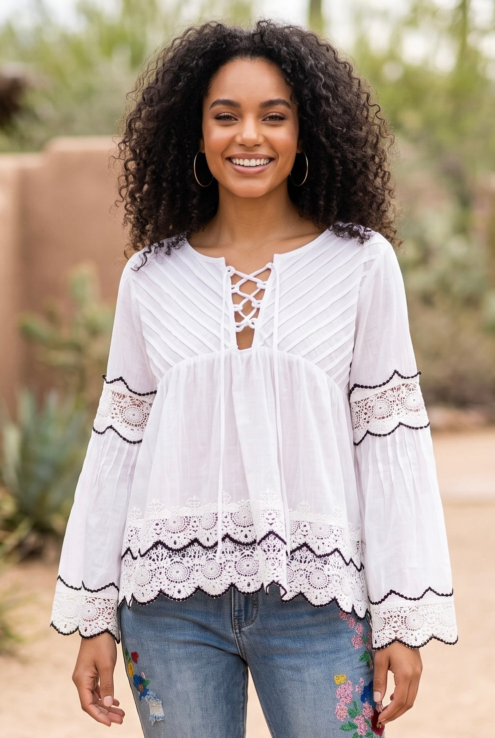 Lookin’ Good Lace Trim Babydoll Top