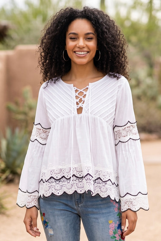 Lookin’ Good Lace Trim Babydoll Top