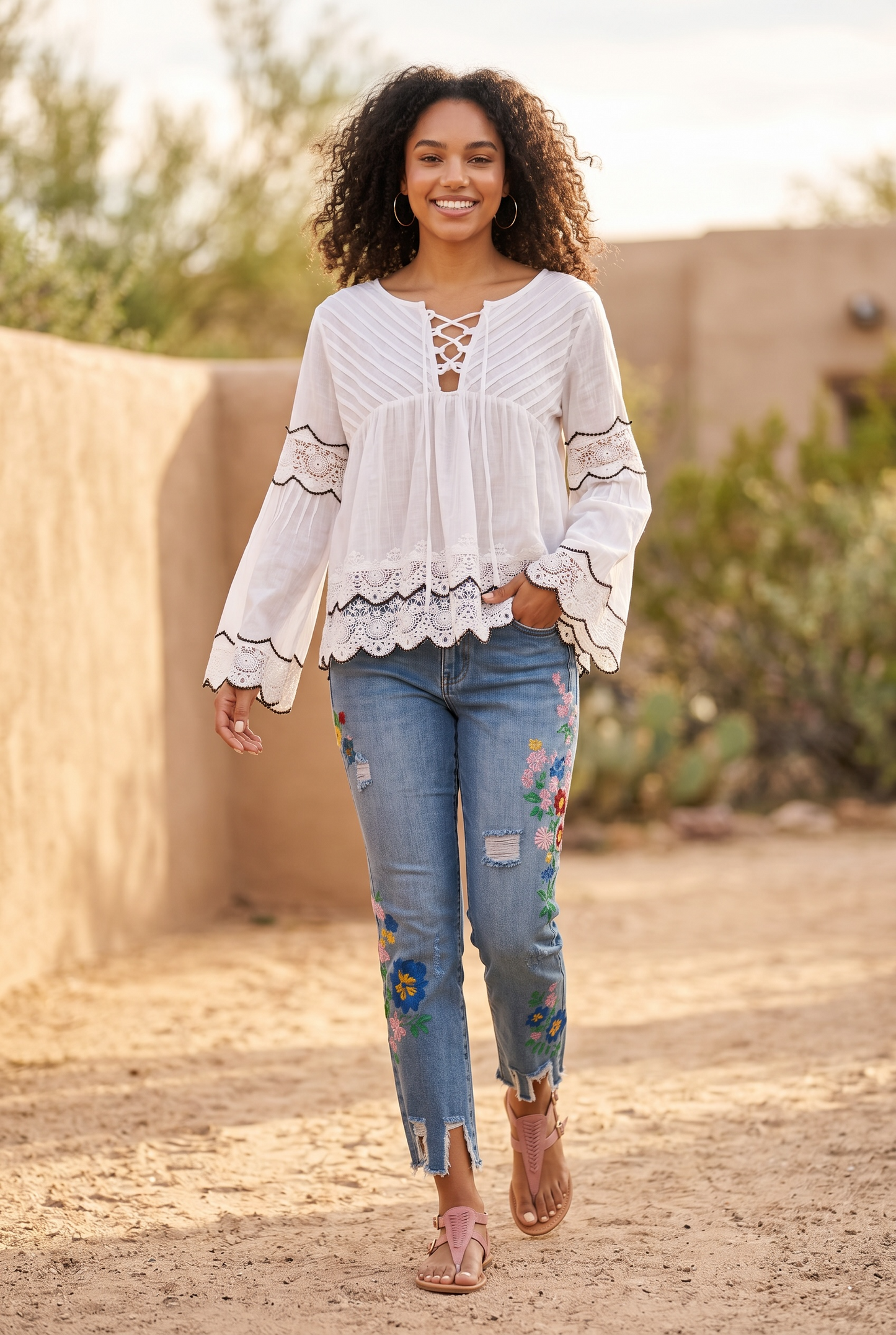 Lookin’ Good Lace Trim Babydoll Top