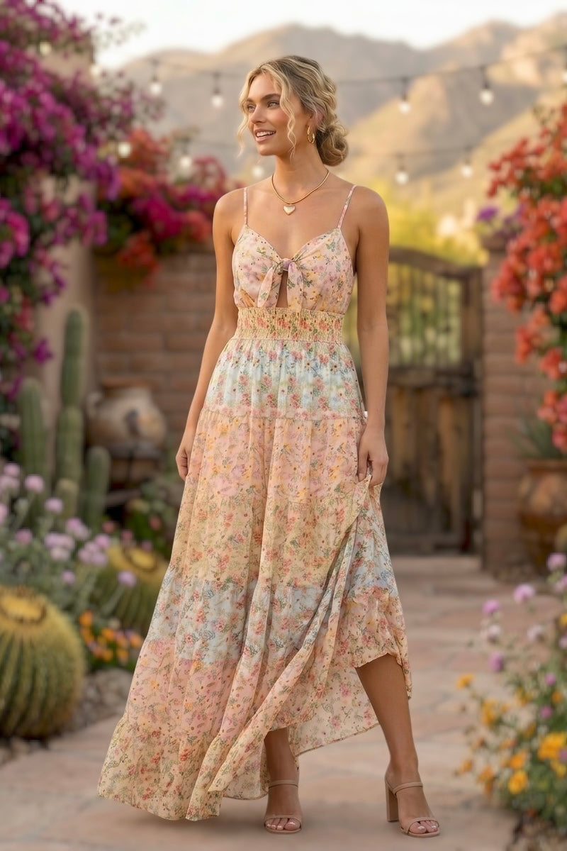 Siren’s Song Floral Tie Knot Maxi Dress