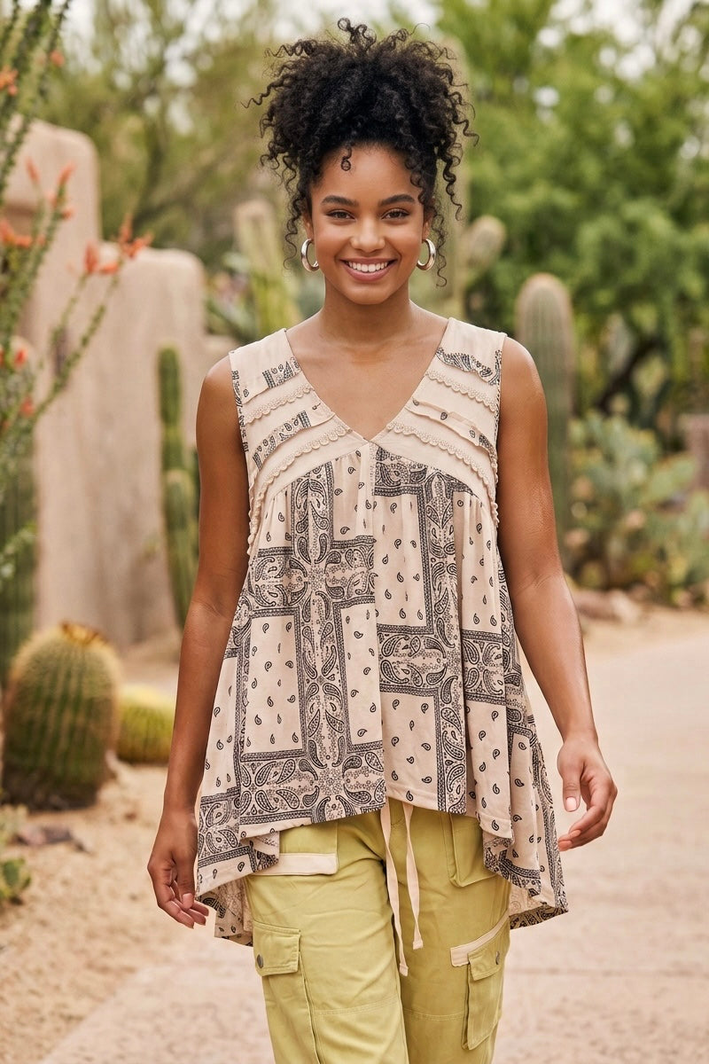 Paisley V Neck Babydoll