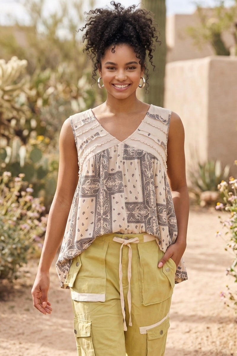 Paisley V Neck Babydoll