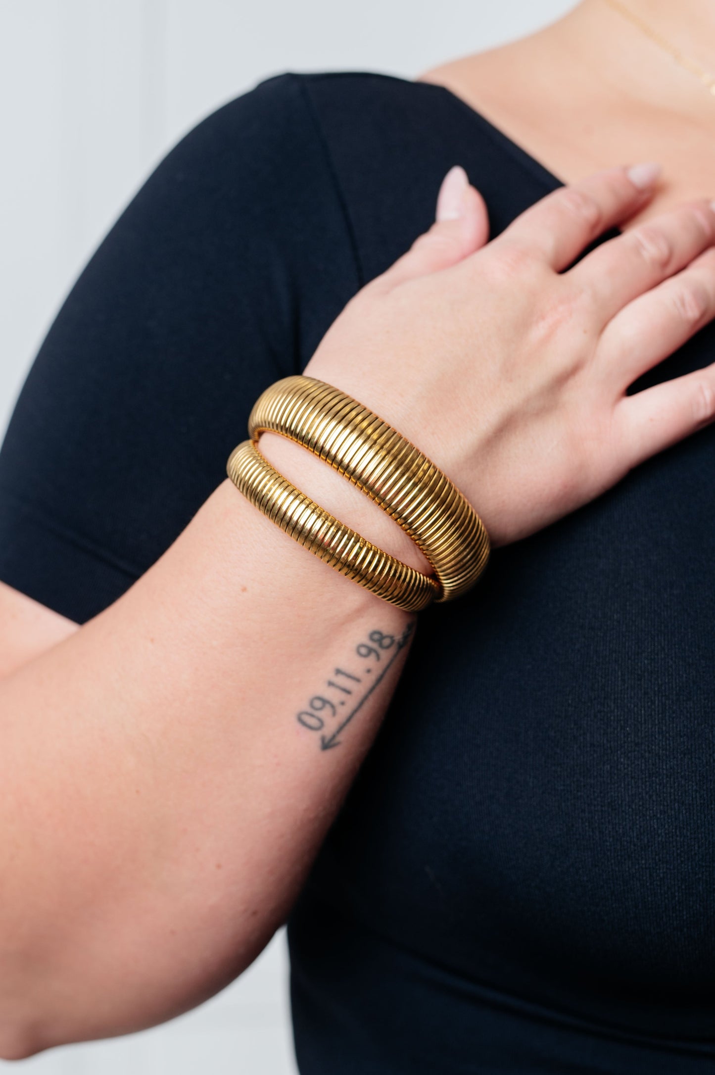 Always Sassy Gold Ribbed Bangles Set of 3