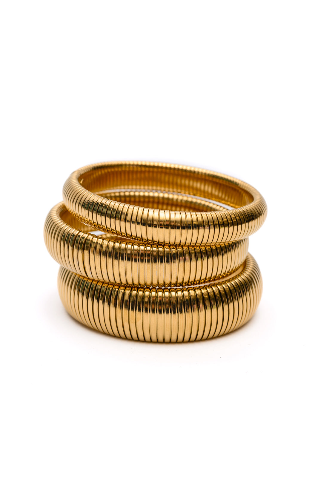 Always Sassy Gold Ribbed Bangles Set of 3