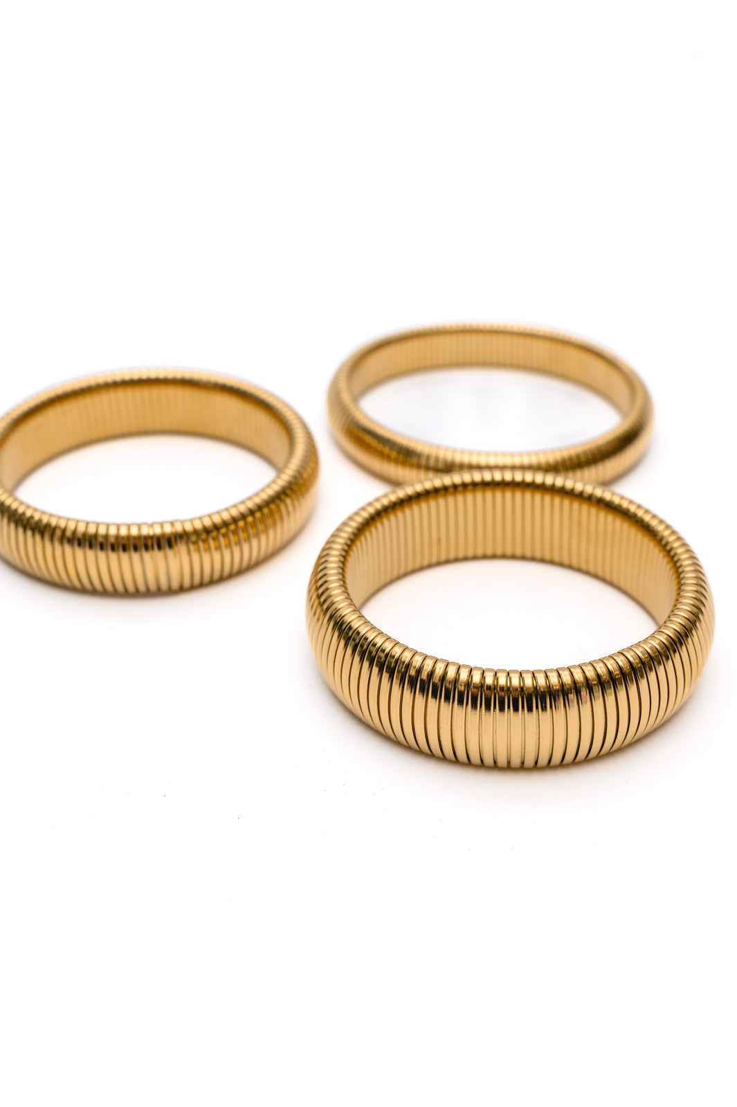 Always Sassy Gold Ribbed Bangles Set of 3