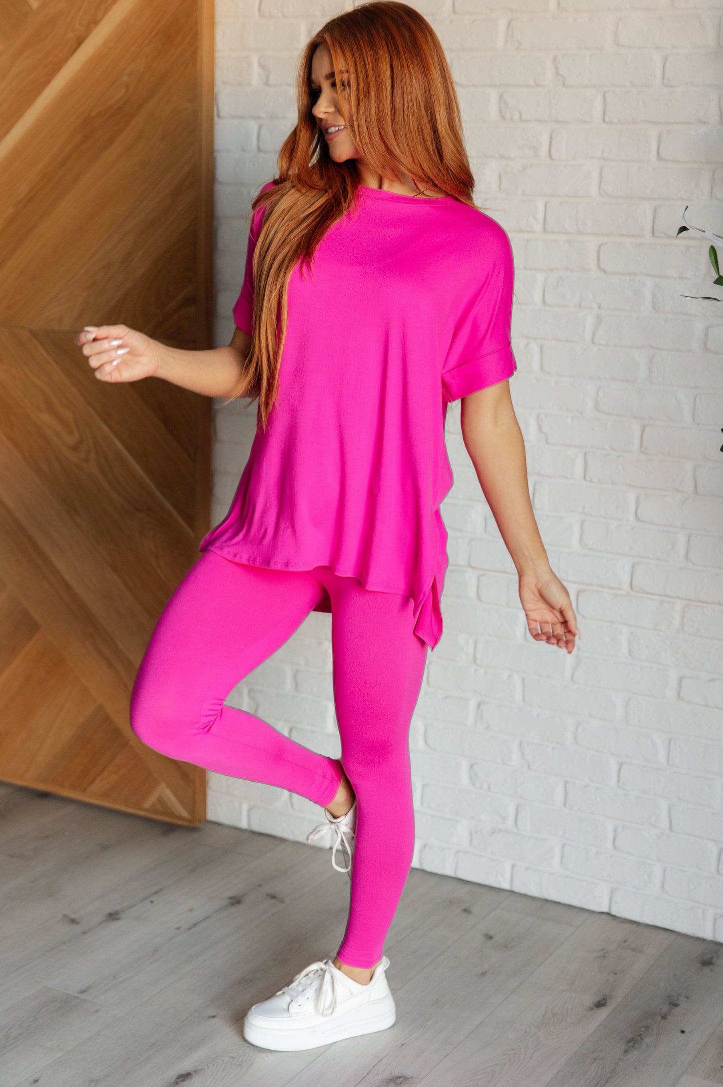 Chill In This Brushed Microfiber Set in Neon Hot Pink (Small to 3XL)