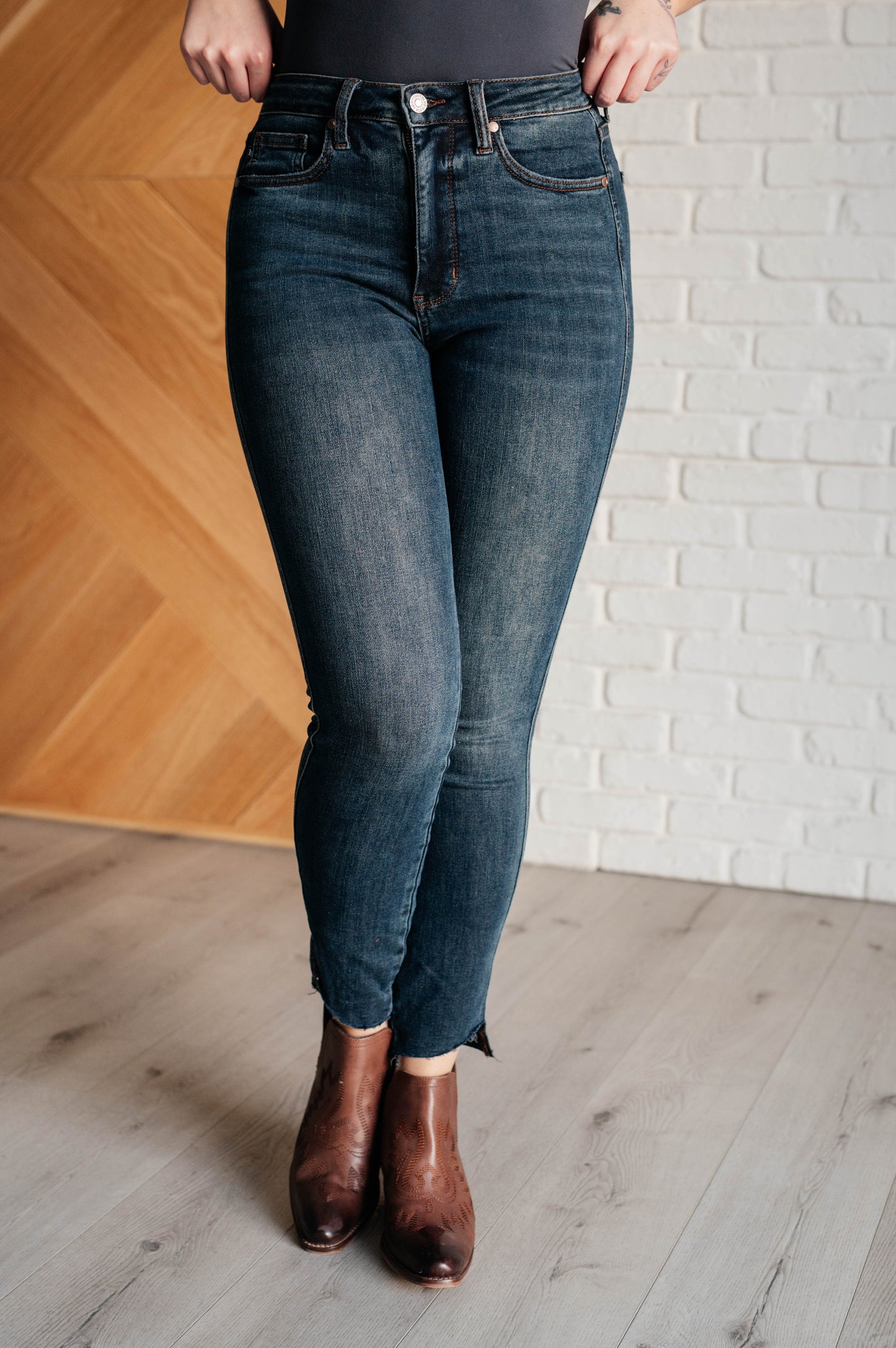 On The Go High Rise Control Top Step Hem Skinny Jeans (0/24 to 24W)