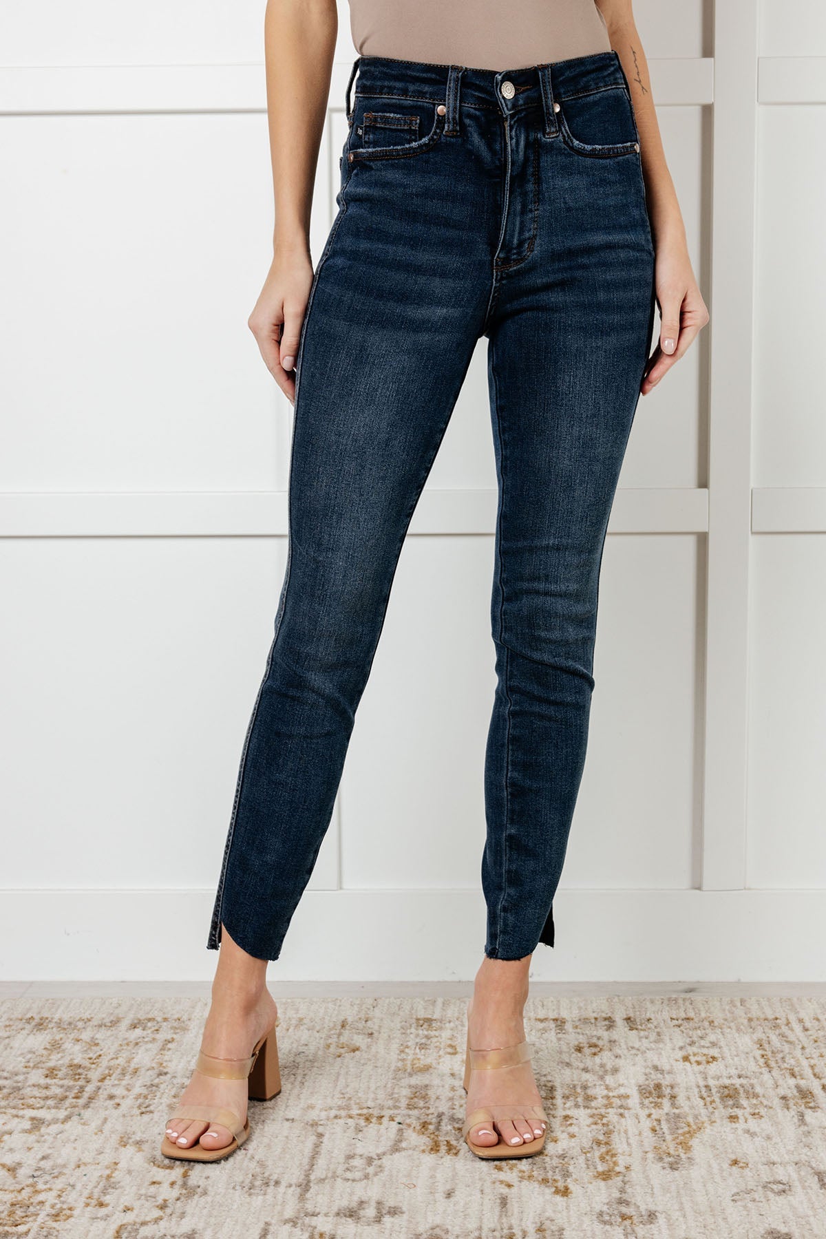 On The Go High Rise Control Top Step Hem Skinny Jeans (0/24 to 24W)