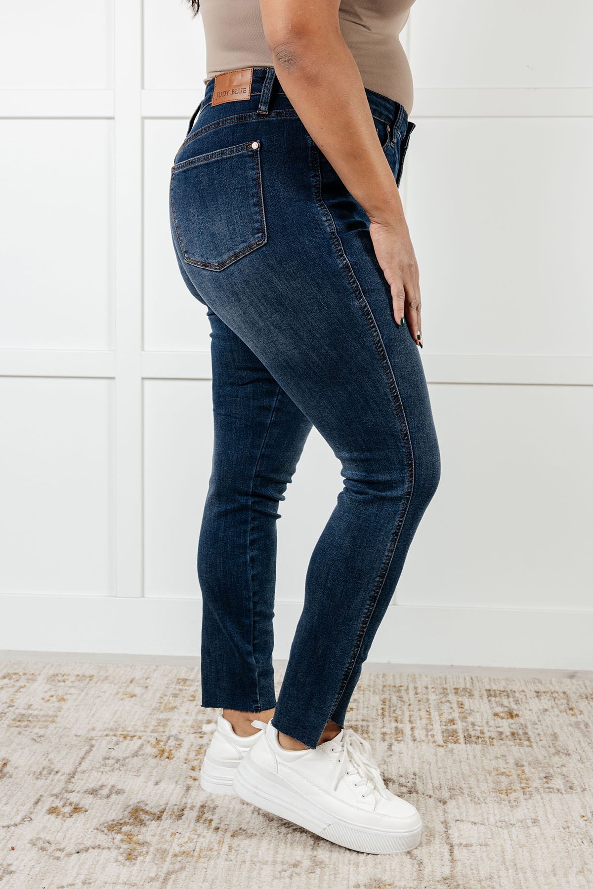 On The Go High Rise Control Top Step Hem Skinny Jeans (0/24 to 24W)