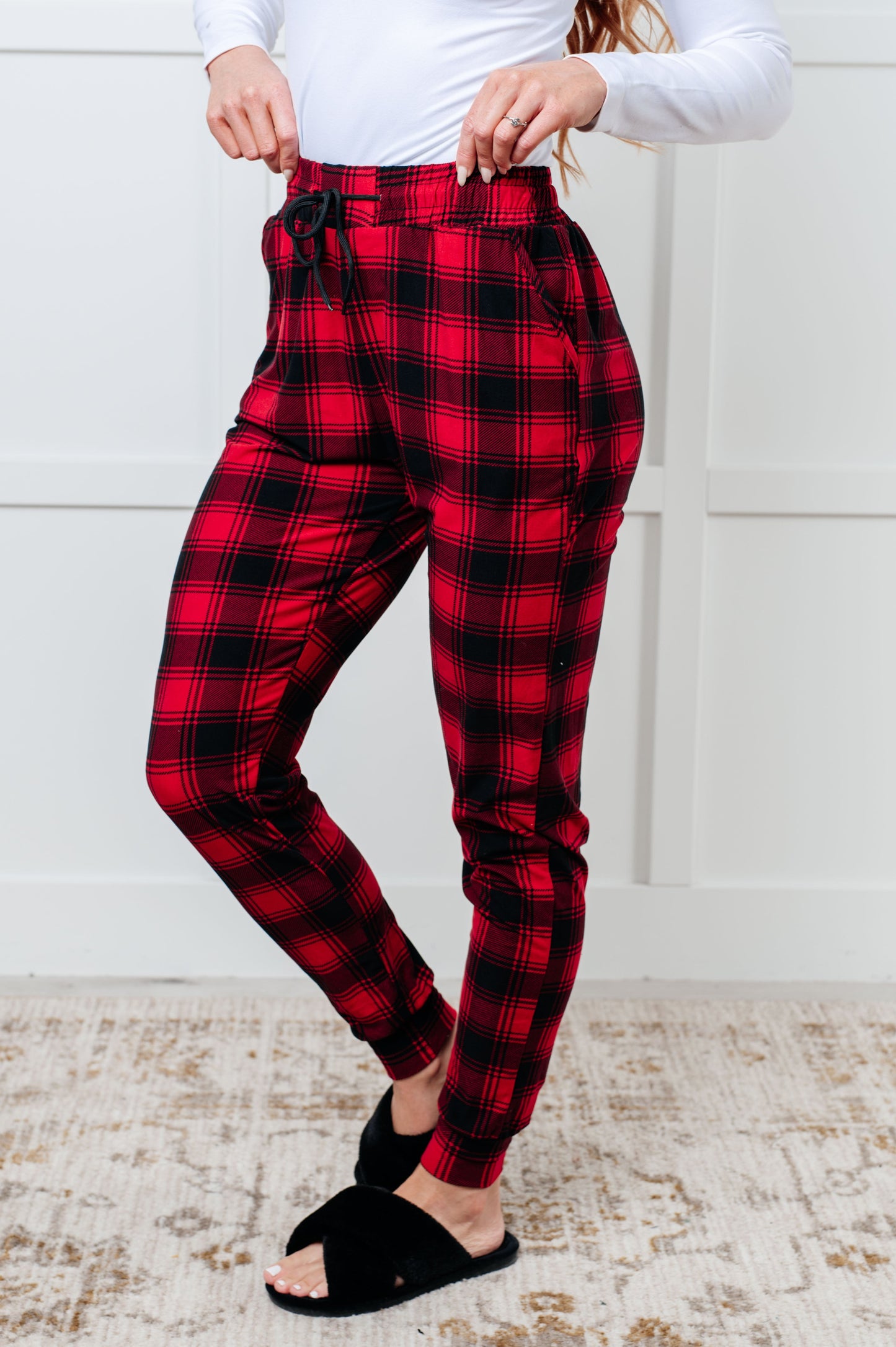 Home For The Holidays Buffalo Plaid Double Brushed Microfiber Joggers (Small to 3XL)