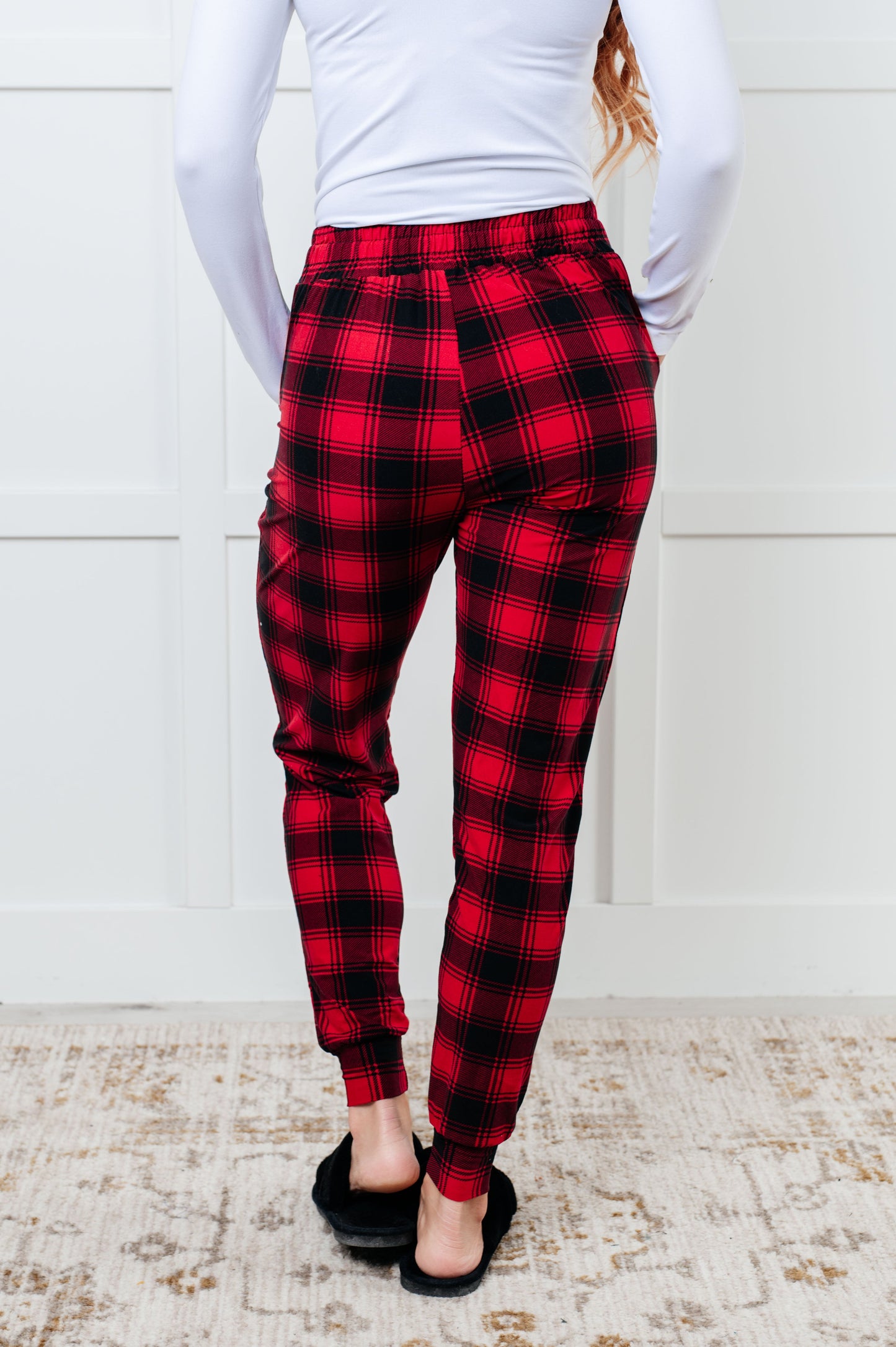 Home For The Holidays Buffalo Plaid Double Brushed Microfiber Joggers (Small to 3XL)