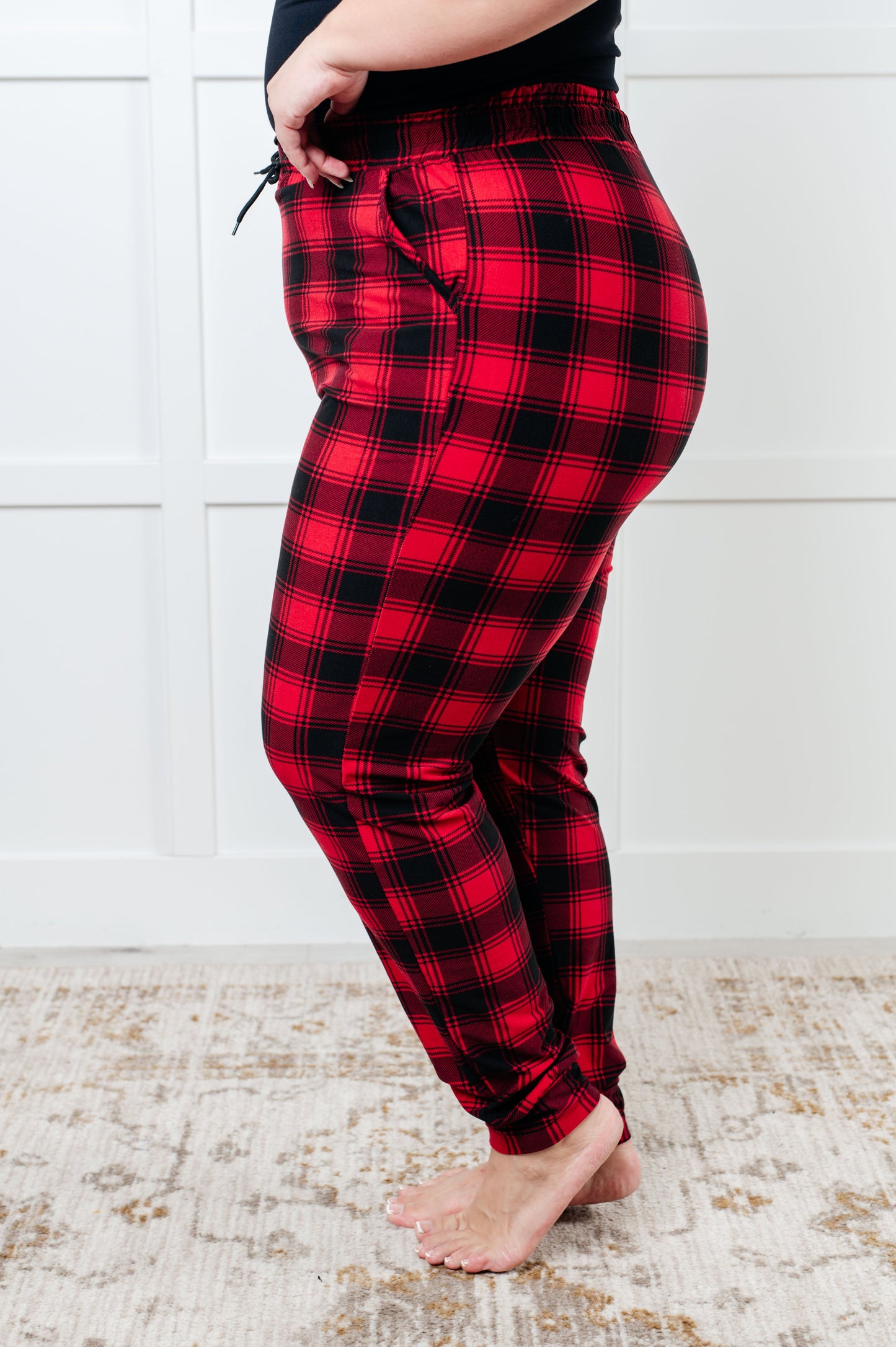 Home For The Holidays Buffalo Plaid Double Brushed Microfiber Joggers (Small to 3XL)