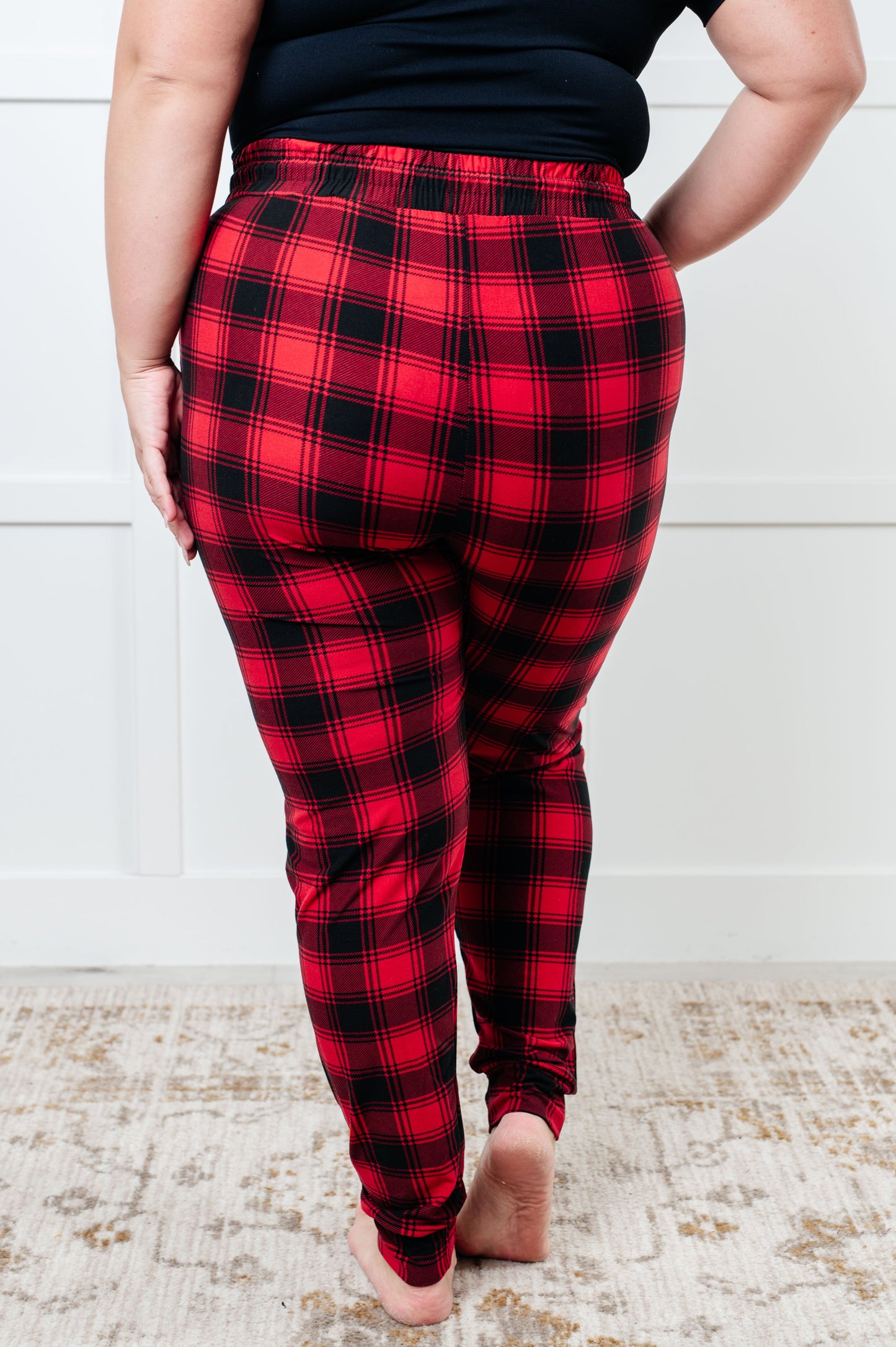 Home For The Holidays Buffalo Plaid Double Brushed Microfiber Joggers (Small to 3XL)