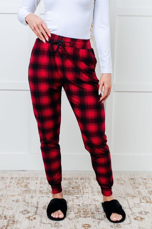 Home For The Holidays Buffalo Plaid Double Brushed Microfiber Joggers (Small to 3XL)