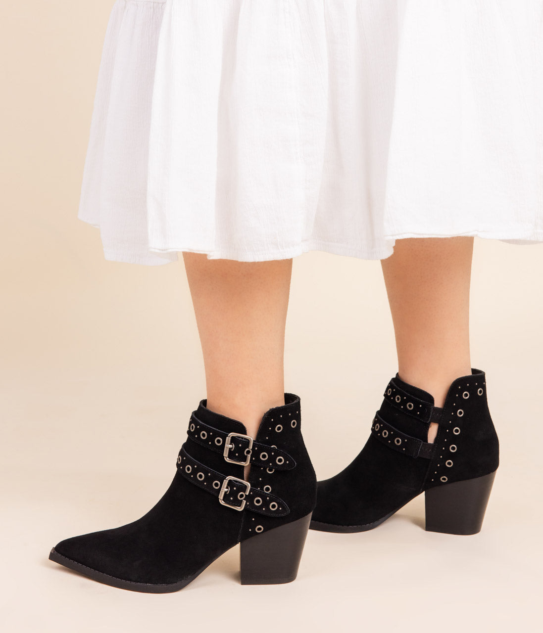 Elsa Genuine Suede Ankle Boot in Black