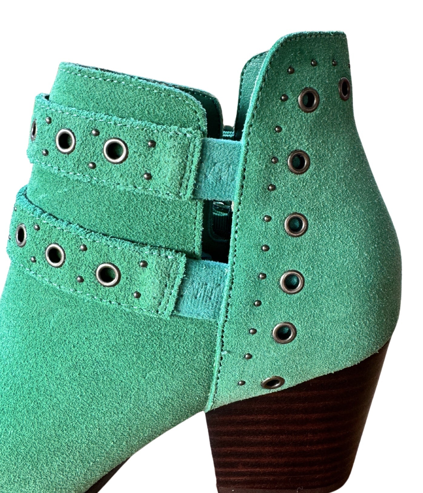 Elsa Genuine Suede Ankle Boots in Teal