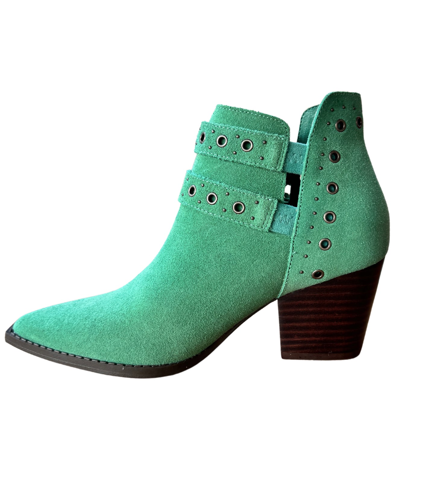 Elsa Genuine Suede Ankle Boots in Teal