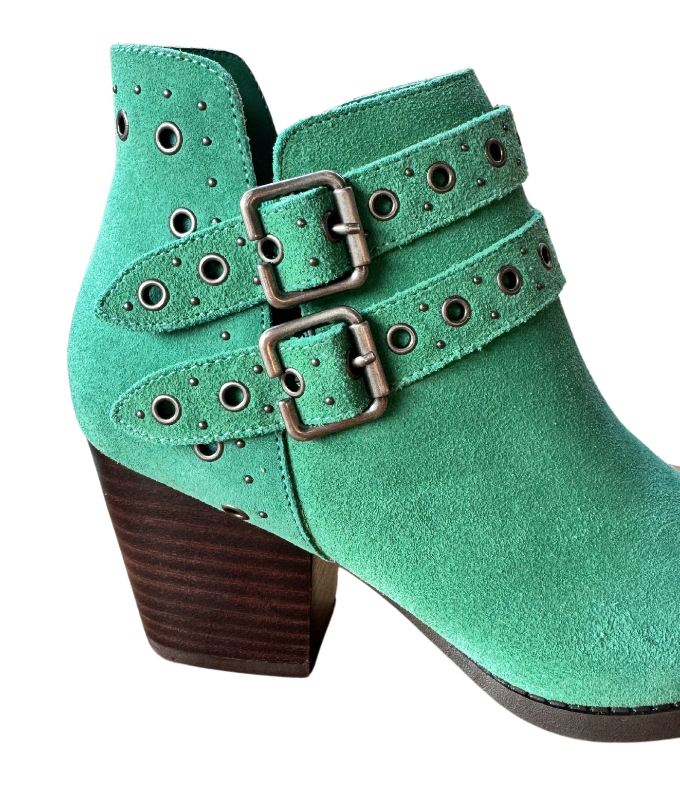 Elsa Genuine Suede Ankle Boots in Teal